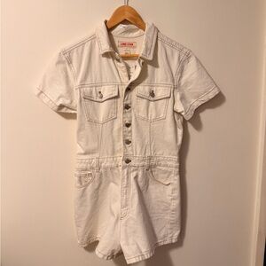 Lone Star White Denim Romper | 100% Cotton